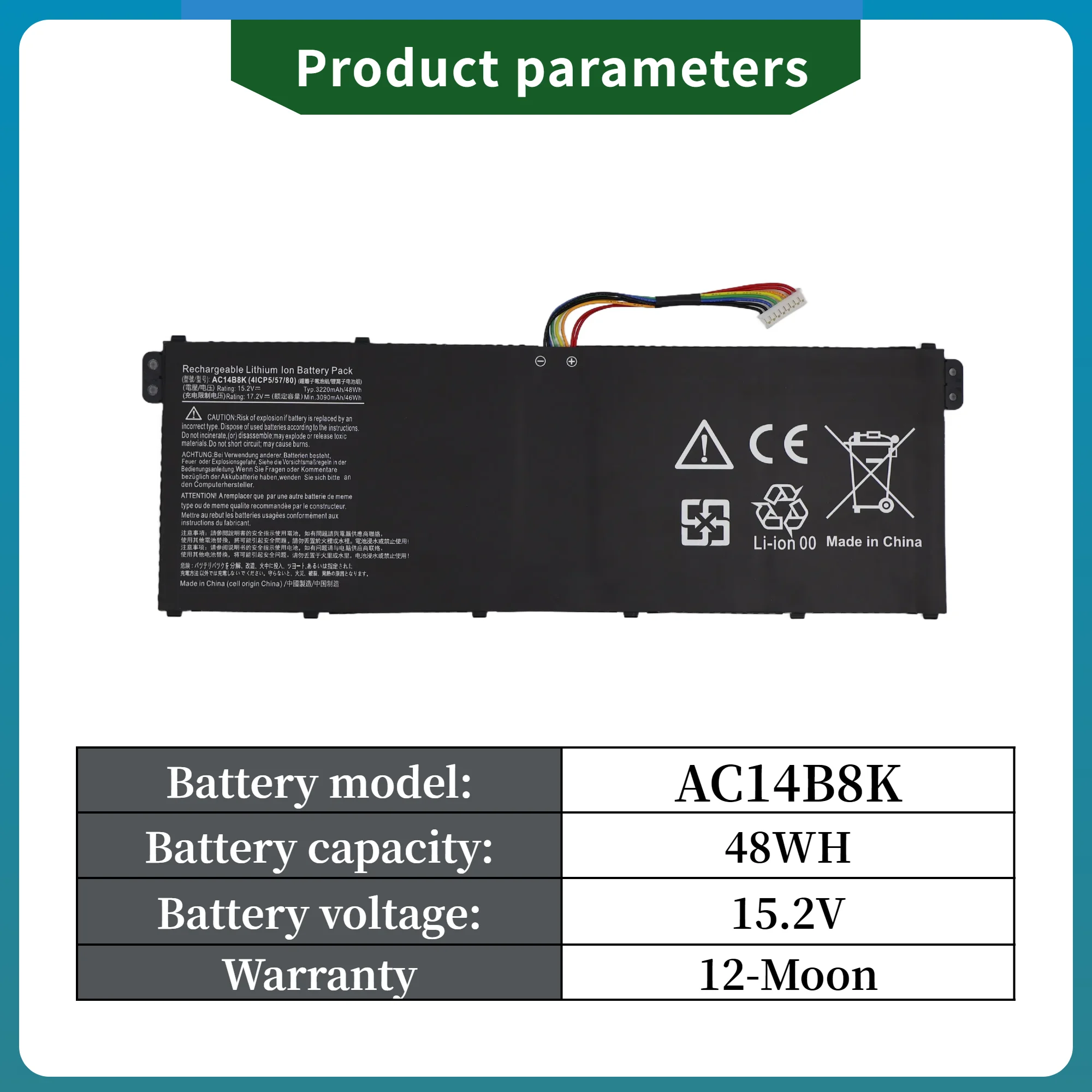Factory Direct! AC14B8K Laptop Batteries for Acer Aspire V3-111 ES1-731 E5-771G V3-371 CB3-111 CB5-311 ES1-511 ES1-512 ES1-520