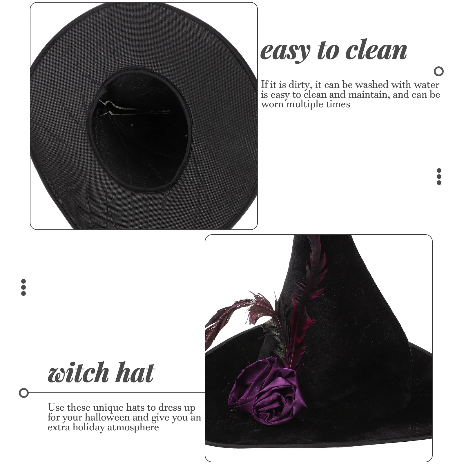 

Witch Hat For Halloween Soft Washable Cosplay Party Hat Holiday Costume Prop Cloth Witch Cap Halloween Accessories