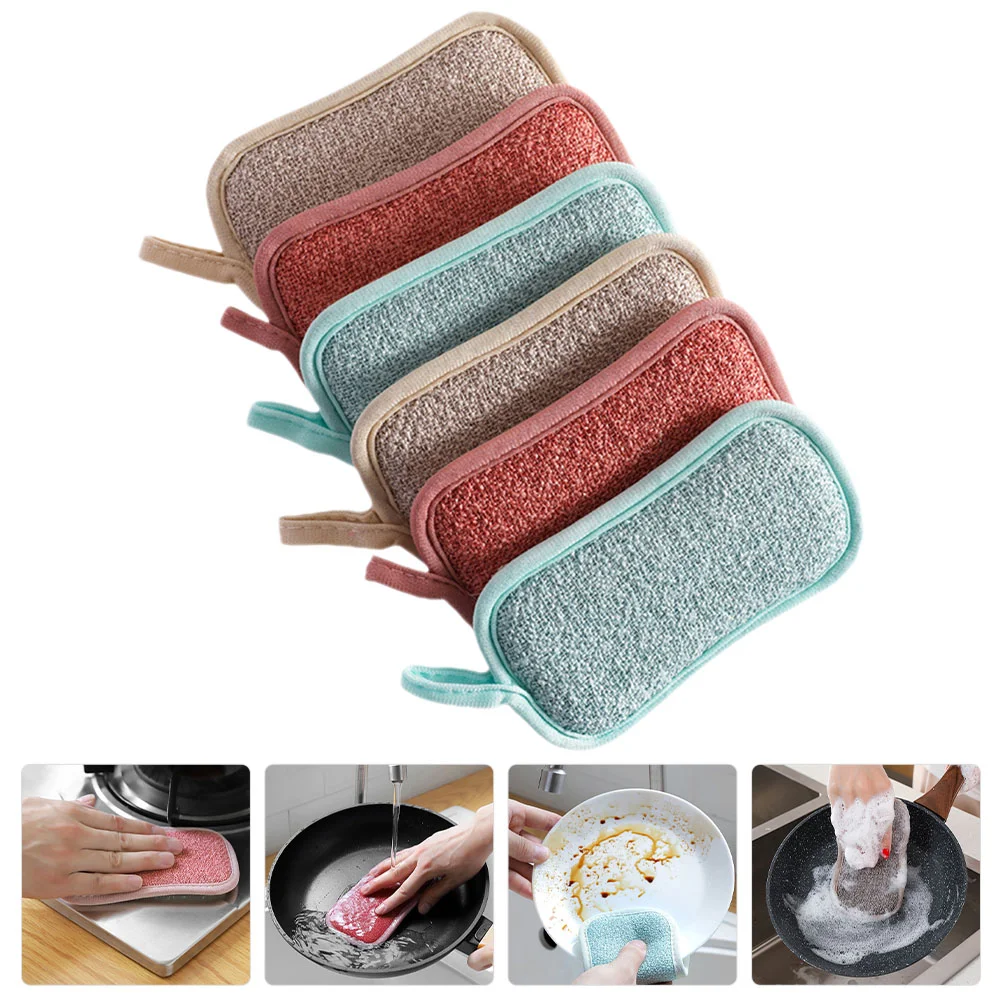 

6 Pcs Take Bath Cotton Sponge Microfiber Cleaning Cloth Scrub Compact Dish Small