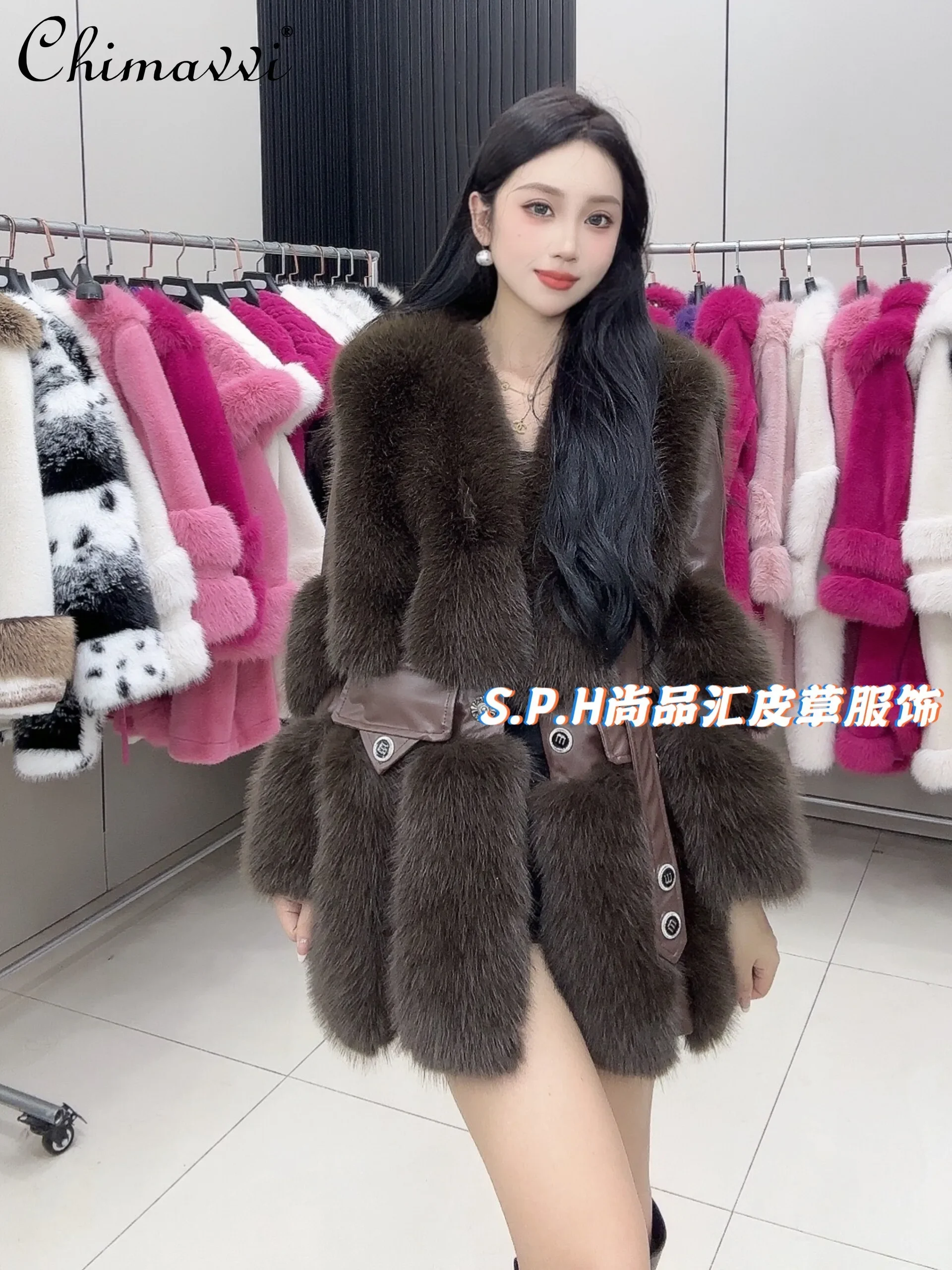 Ladies New 2024 Winter High-end Luxury Fur Coat Fashion Mid-length European Mink Cotton Temperament Warm Women\'s Fake Fur Coat