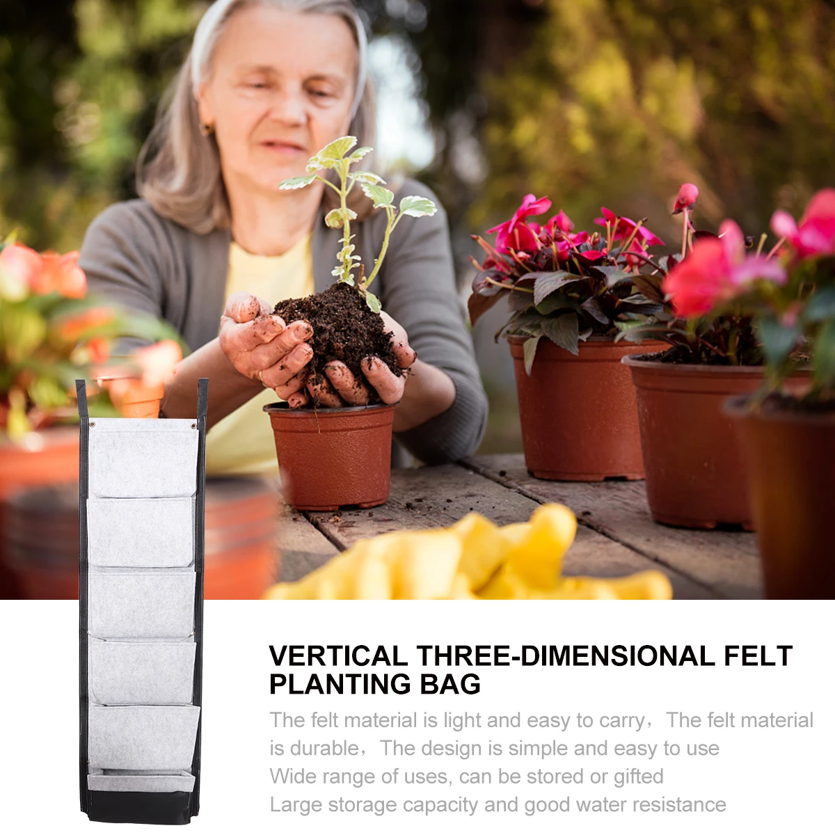 أكياس زراعة مثبتة على الحائط، حقيبة زراعة عمودية للحديقة متعددة الجيوب معلقة للمساحة الصغيرة في الأماكن المغلقة والخارجية #5