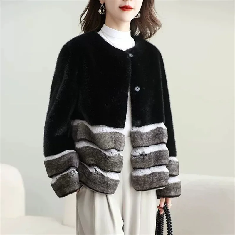 Women's Faux Mink Fur Coat New  2026 Winter Mink Fur Eco-friendly Fur Coat Short Fashion Golden Diao Velvet Keep Warm Overcoat