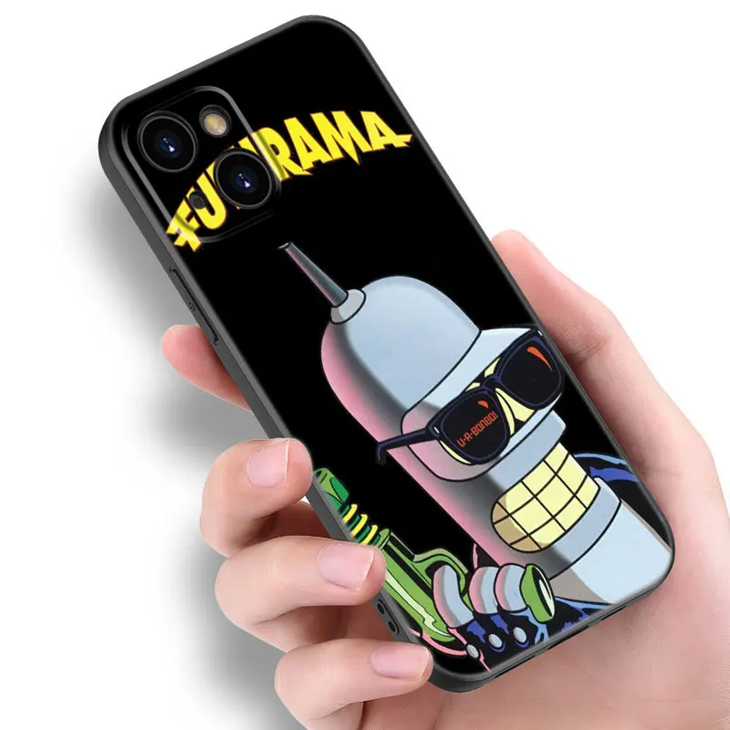 Anime F-Futurama Bender Black Silicone Phone Case For Apple iPhone 12 13 Mini 11 14 15 Pro Max 7 8 Plus X XR XS SE 2020 2022