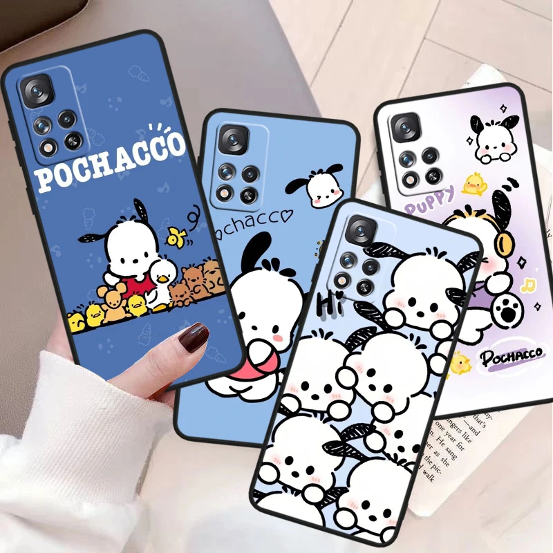 Pochacco Cute Cartoon For Xiaomi Redmi Note 13 12 11S 11 10 Pro Plus Soft TPU Shockproof Black Phone Case