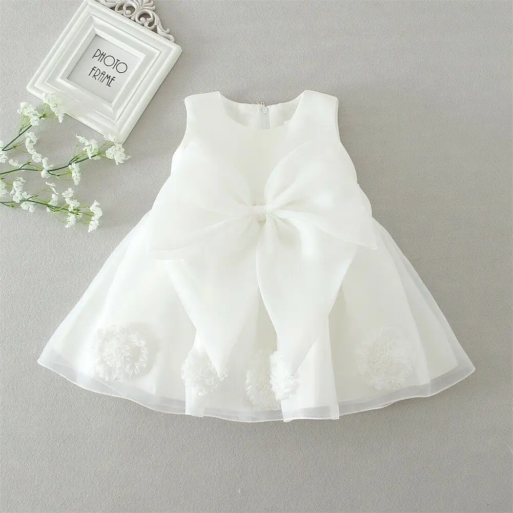 2020-02-24 Lioraitiin 0-24M Fashion Baby Infant Girl Princess Dress Bow Flower Party Pageant Sleeveless Birthday Dresses