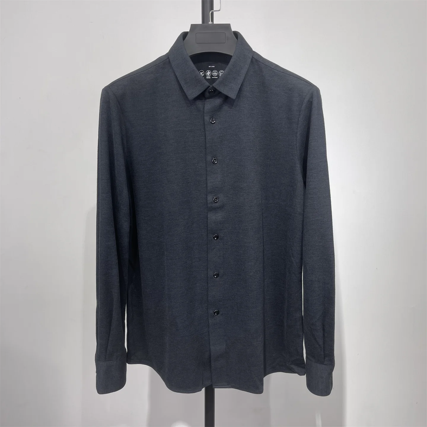 

High-End Men's Wool Blend Long Sve irt Slim Fit Anti-Wrinkle Warm Commute Faion Urban Sle Polyester Blend Autumn Winter