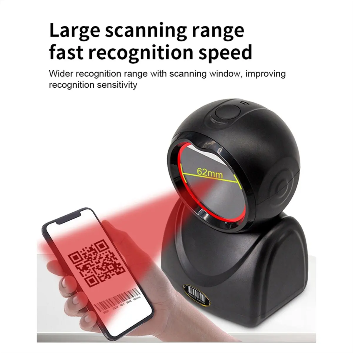 

【BUY NOW】2D Omnidirectional Barcode Scanner 1D 2D QR Code Desktop Auto Sense Bar Code USB Data Matrix Reader Sensor Black