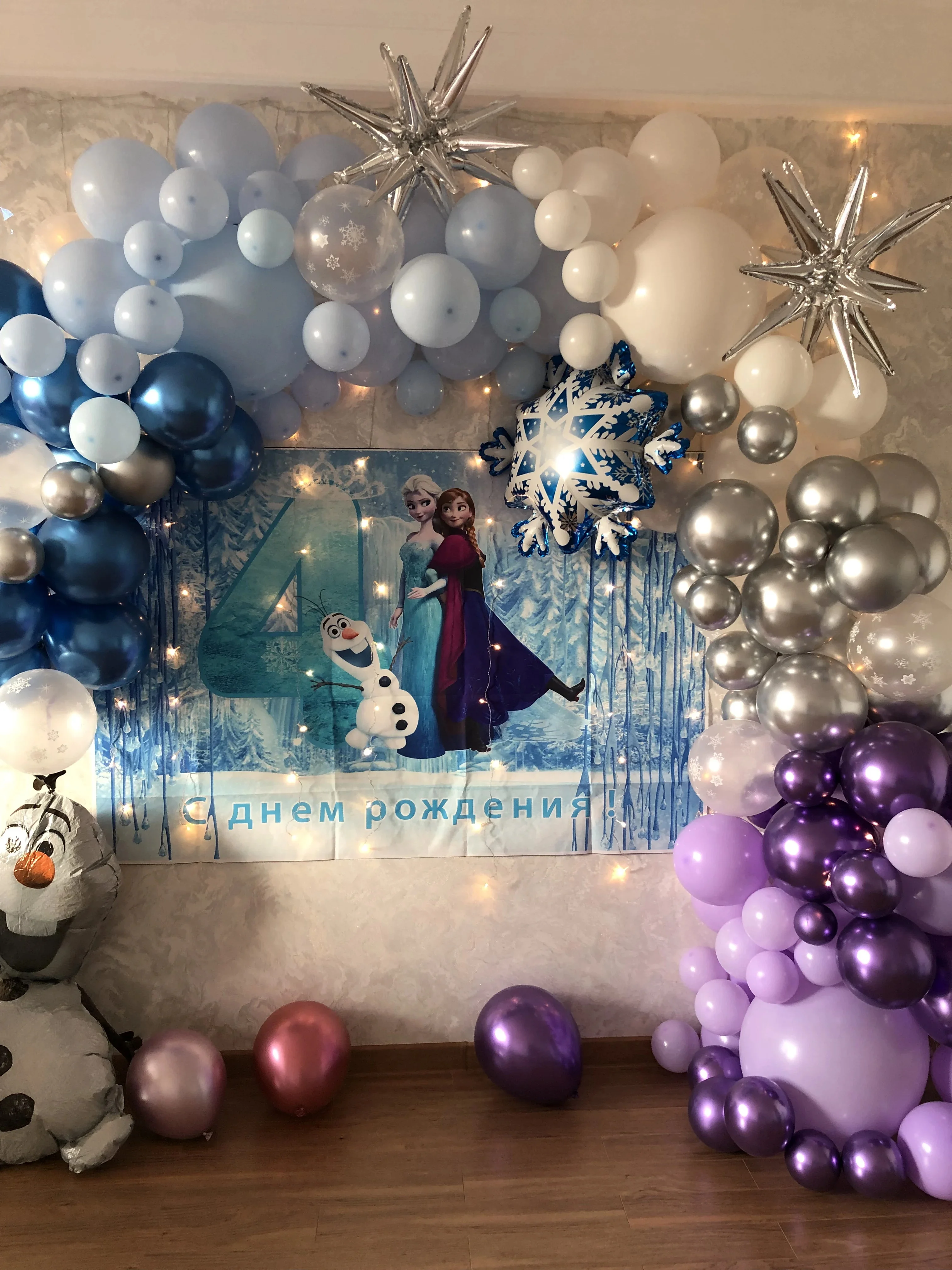 Happy Birthday Backdrop for Girls 1~9 Year Winter Frozen Elsa Princess Photography Background Party Baby Shower Ice Snow Castle