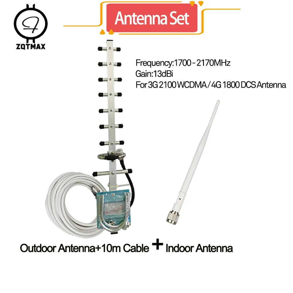 ZQTMAX 13dbi yagi communication antenna for 3g 4g repeater UMTS LTE signal amplifier wcdma dcs signal booster 1700 1800 2100