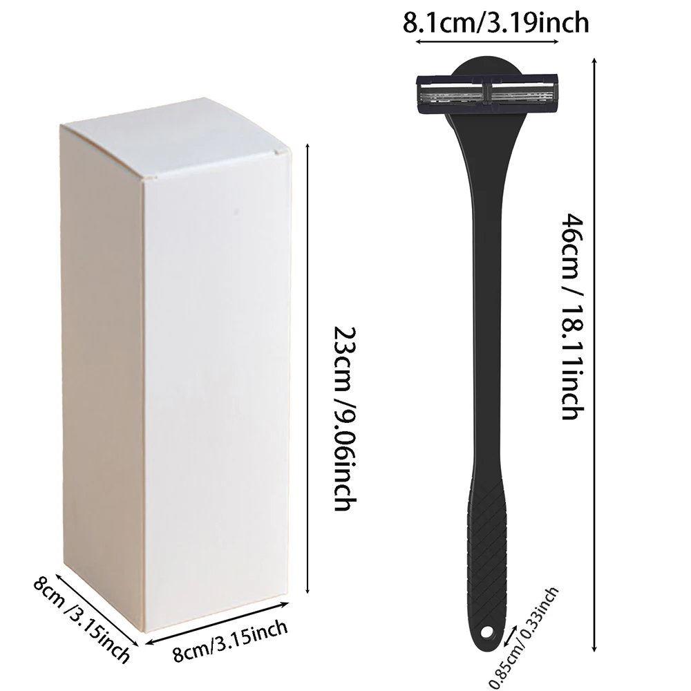 Men's 2-in-1 Silicone Back Shaver Scrubber Razor with Three Layers for Efficient Back Hair Removal Shaving Tool