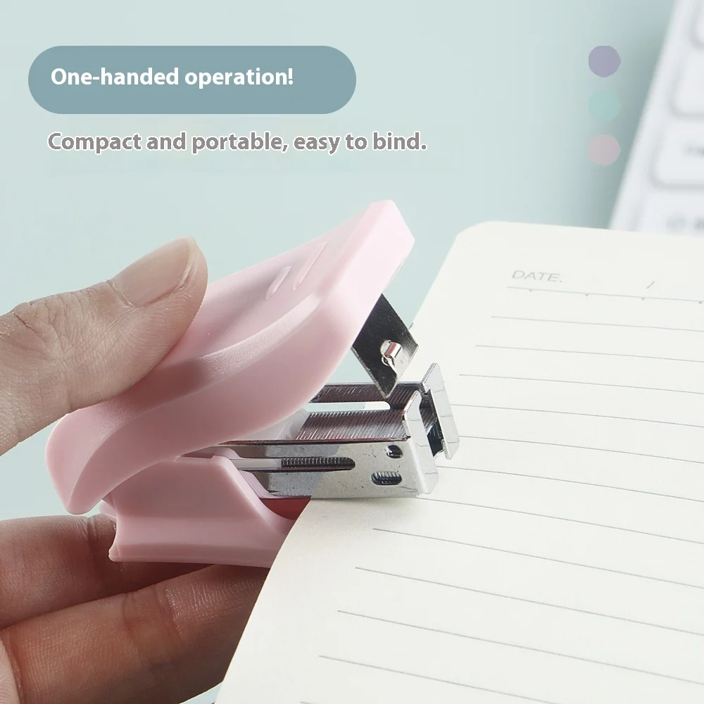 1 Set Mini Stapler for Paper File Metal Stapler Cute Stapler 1 Box Staples Use 26/6 Staples Office Stationery School Supplies