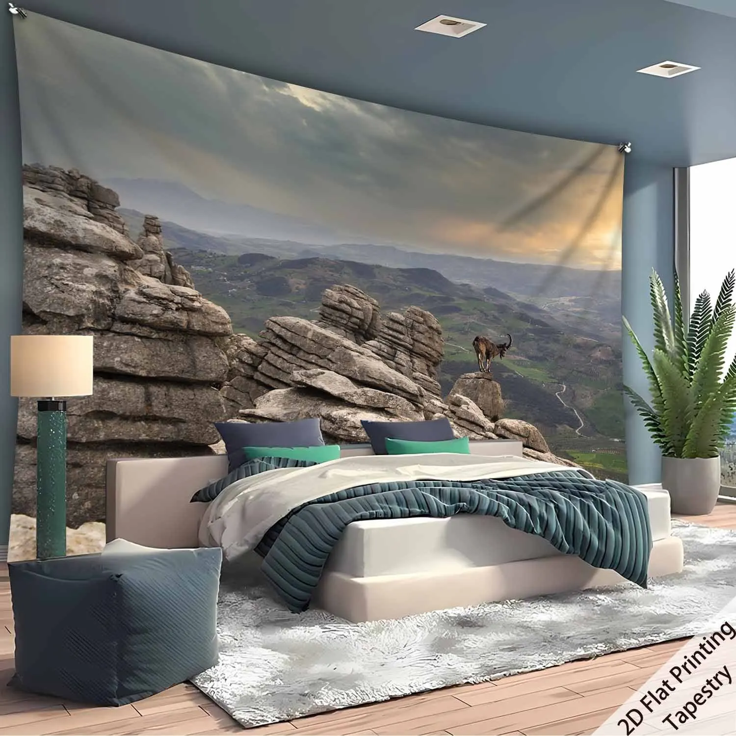 Mountain Wild Goat Theme Digital printing polyester wall tapestry suitable for use in living rooms bedrooms offices bars party