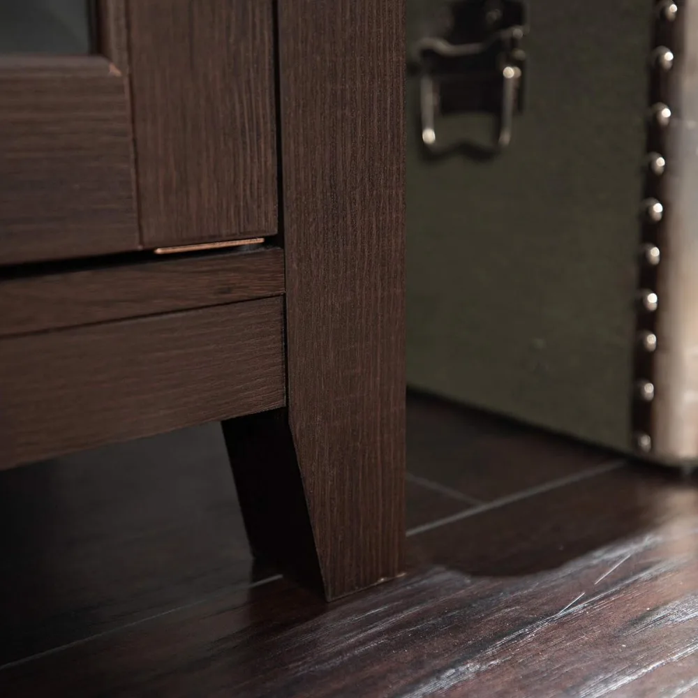 Rústico Farmhouse Glass Door Highboy Lareira, TV Stand para TVs de até 65 polegadas, 58 polegadas, Espresso