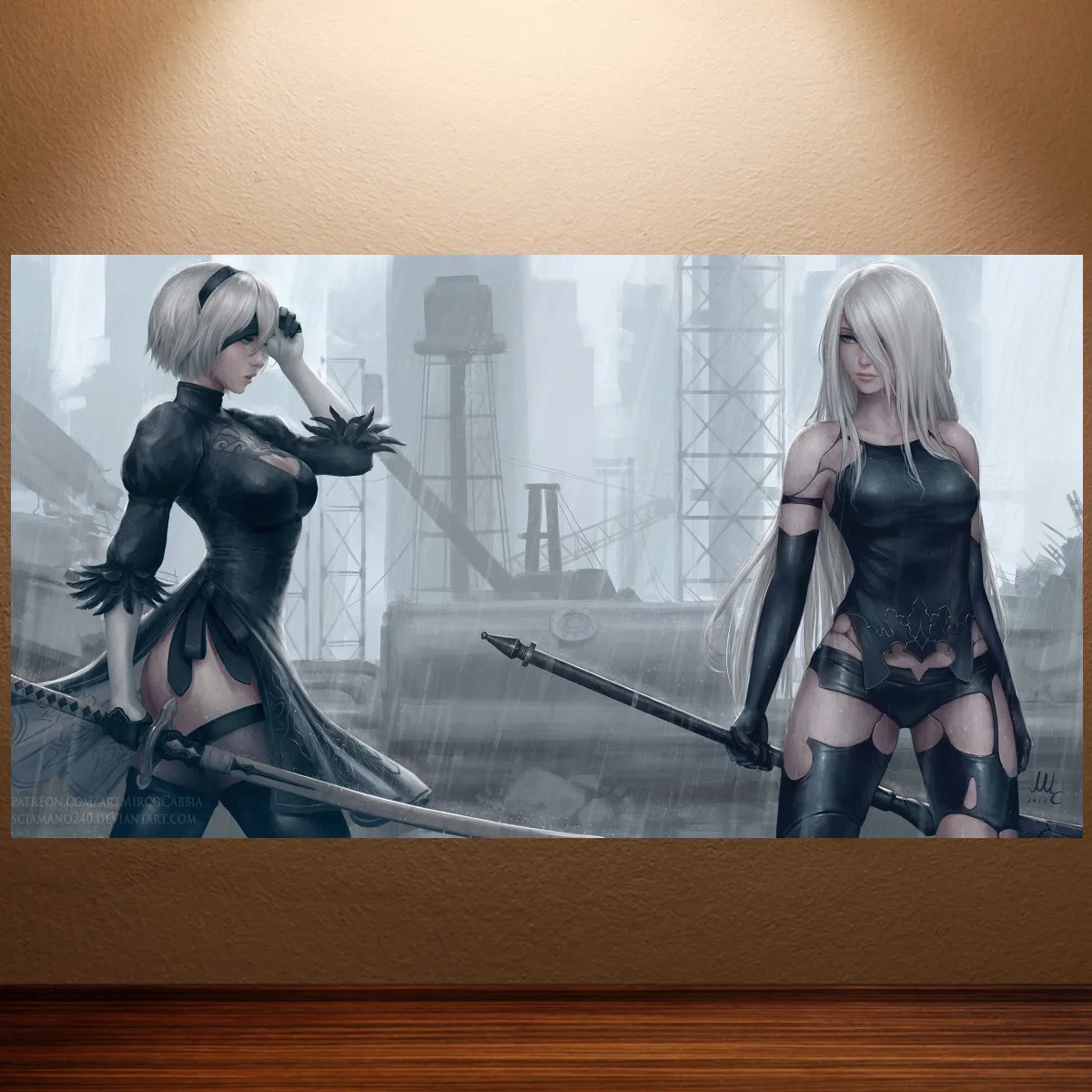 Nier Automata Game Poster 2B YoRHa No.2 Type B  Anime Poster Canvas Wall Art Paintings for Gamer Bedroom Living Room Wall Decor