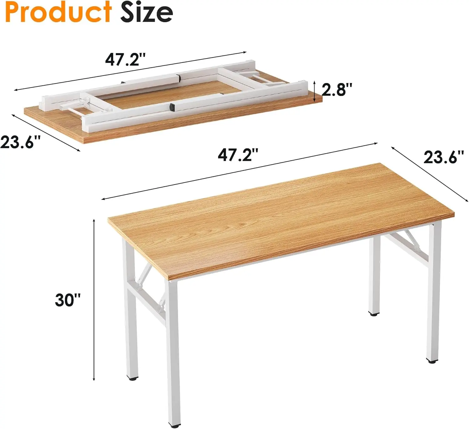 Necesita un escritorio pequeño para computadora, mesa plegable de 31,5 pulgadas sin ensamblaje, escritorio pequeño resistente para Escritura, escritorio plegable para espacios pequeños, blanco