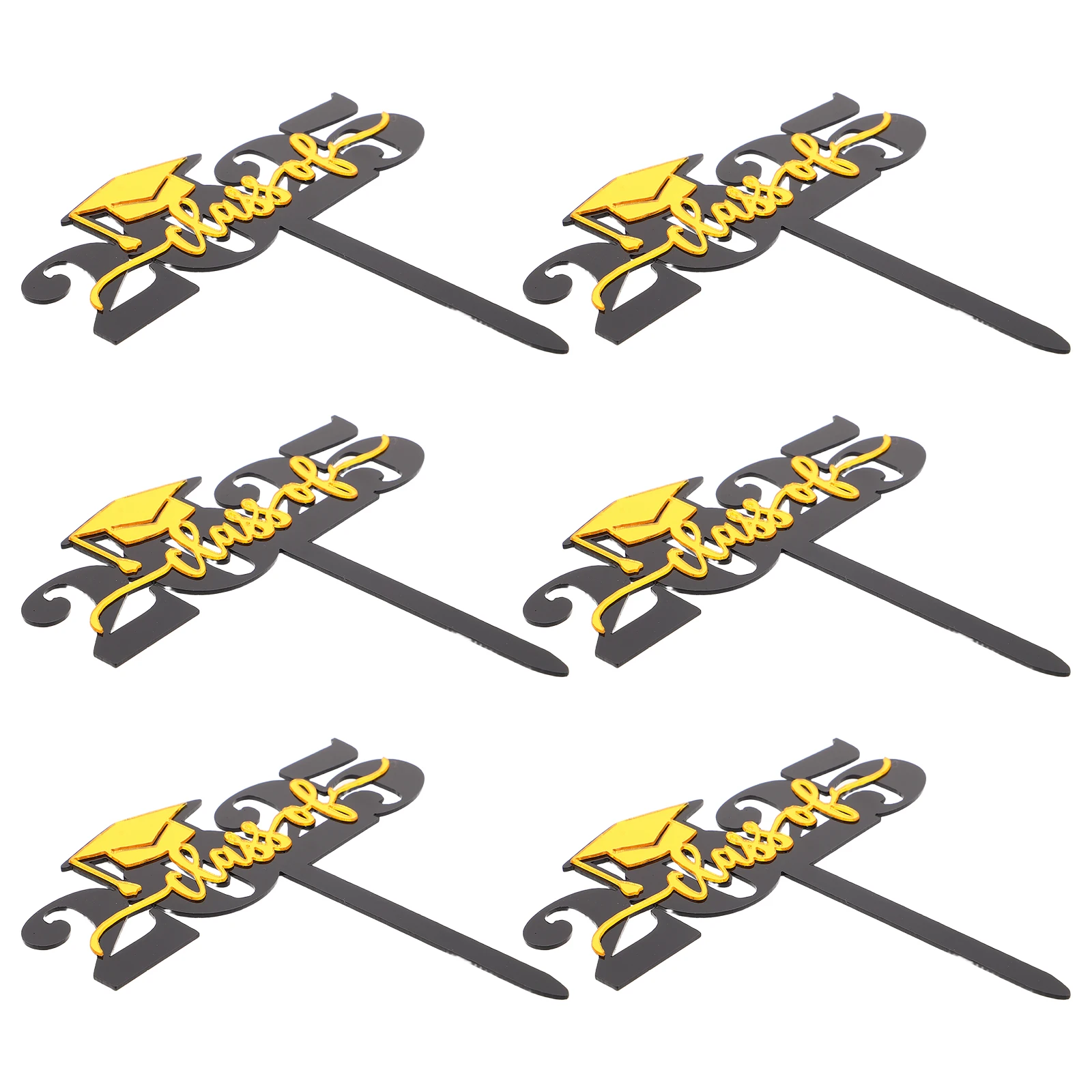 

6 Pcs Cake Insert Happy Graduation Topper Party Decorations Toppers Venue Setting Props