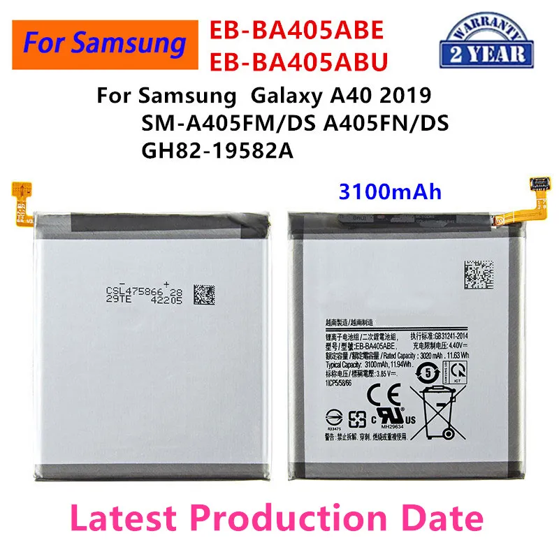 Brand New EB-BA405ABE EB-BA405ABU 3100mAh Battery For Samsung  Galaxy A40 2019 SM-A405FM/DS A405FN/DS GH82-19582A