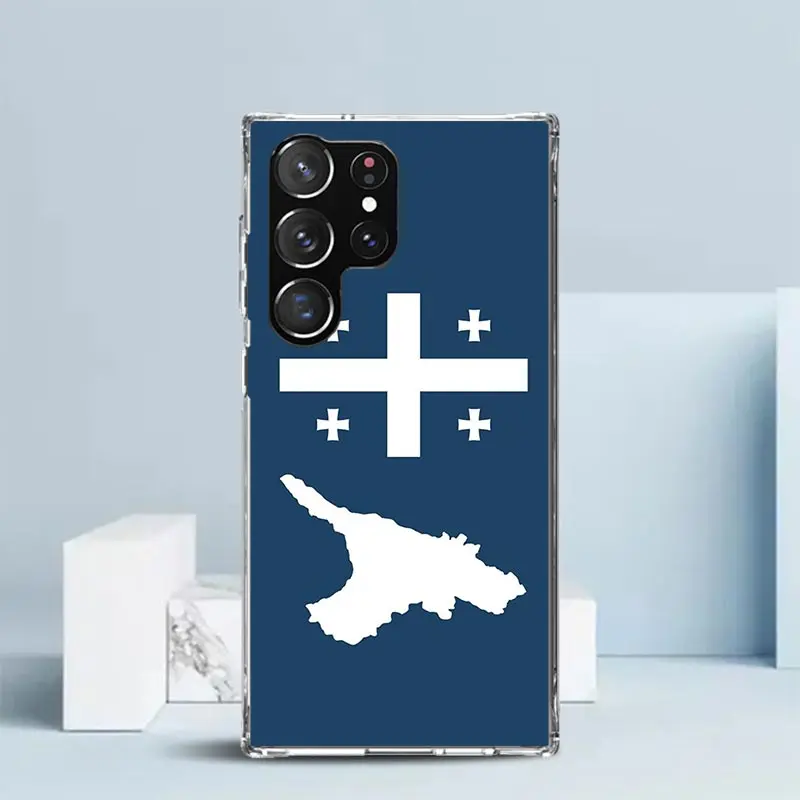 Georgia Flag Phone Case For Samsung Galaxy S24 S25 Edge S26 Ultra S22 S23 Plus S21 + S20 FE Soft TPU Back Cover Galaxy S25 S22 S