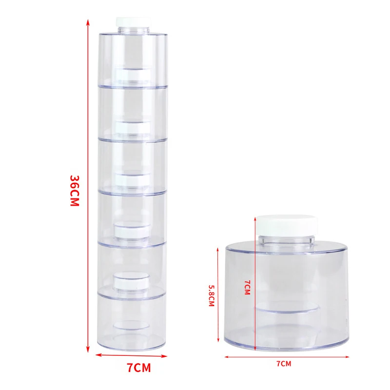 6Pcs/Set Spice Jar Pepper Shaker Box Spice Tower Herb & Spice Tools Transparent Seasoning Cans Kitchen Rack Condiment Bottles