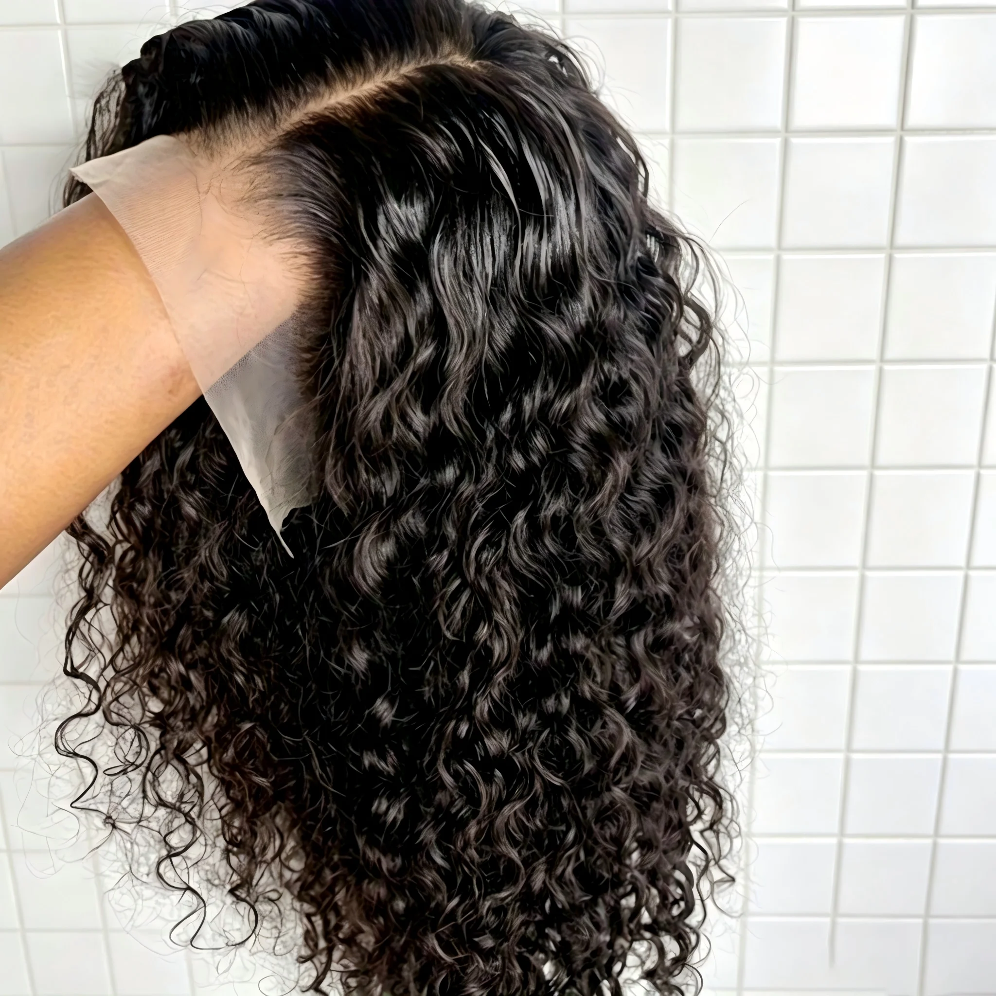 Peluca de Cabello Humano con Ondas Profundas, Adecuada para Mujeres y Hombres - Peluca Frontal de Encaje Transparente HD 13X6 con Línea de Cabello Pre-Desmechada, Cabello Rizado con Ondas Profundas, Adecuada para Tonos de Piel, para Regalo del Día de la Madre, Pelucas para Uso Diario