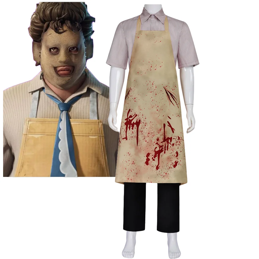 

Хэллоуин Карнавал для взрослых Косплей Костюм Кожаное лицо Фартук скиннями кровью Рубашка Брюки Ужасы Необычные вечерние для