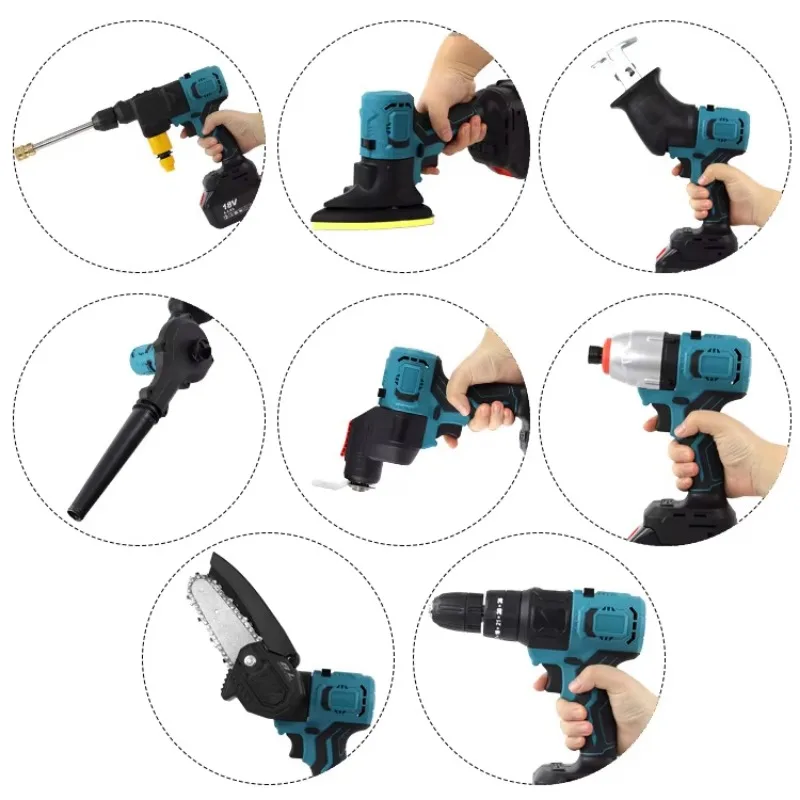 Cordless All-in-One Multi-function Power Tool Set Household Repair DIY 20 Head Options for Batteries Plastic Hard Case