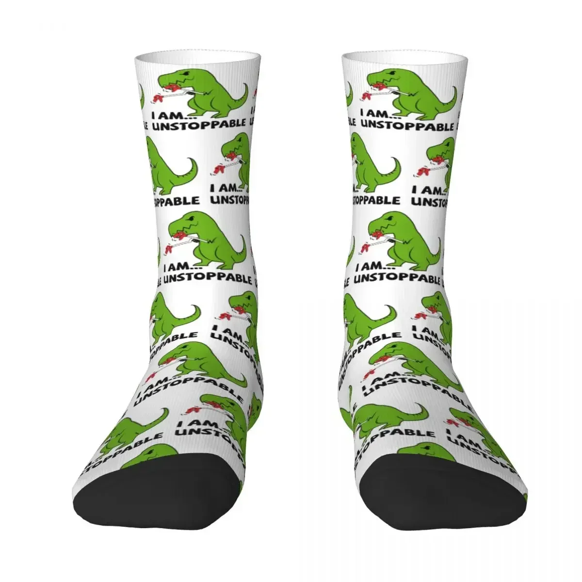 

I Am Unstoppable T-rex Socks Harajuku Sweat Absorbing Stockings All Season Long Socks Accessories for Man's Woman's Gifts