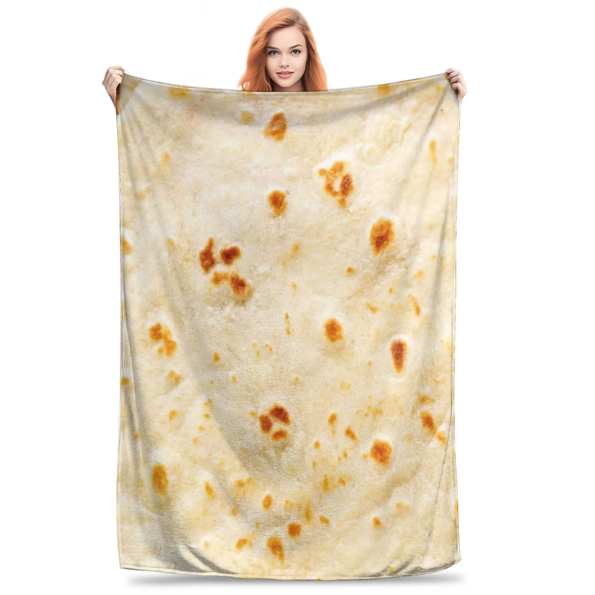 Customize CUVKM Tortilla-Themed Ultra-Soft Blanket Suitable for Office Nap & Bedspread, Single-Sided Tortilla Print Bedspread, M