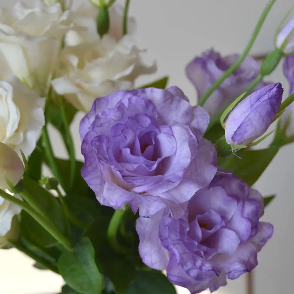 لمسة حقيقية الاصطناعي Lisianthus الزهور نابض بالحياة باقة الزفاف وهمية زهرة Eustoma زهور الحرير باقة اصطناعية أنيقة #4