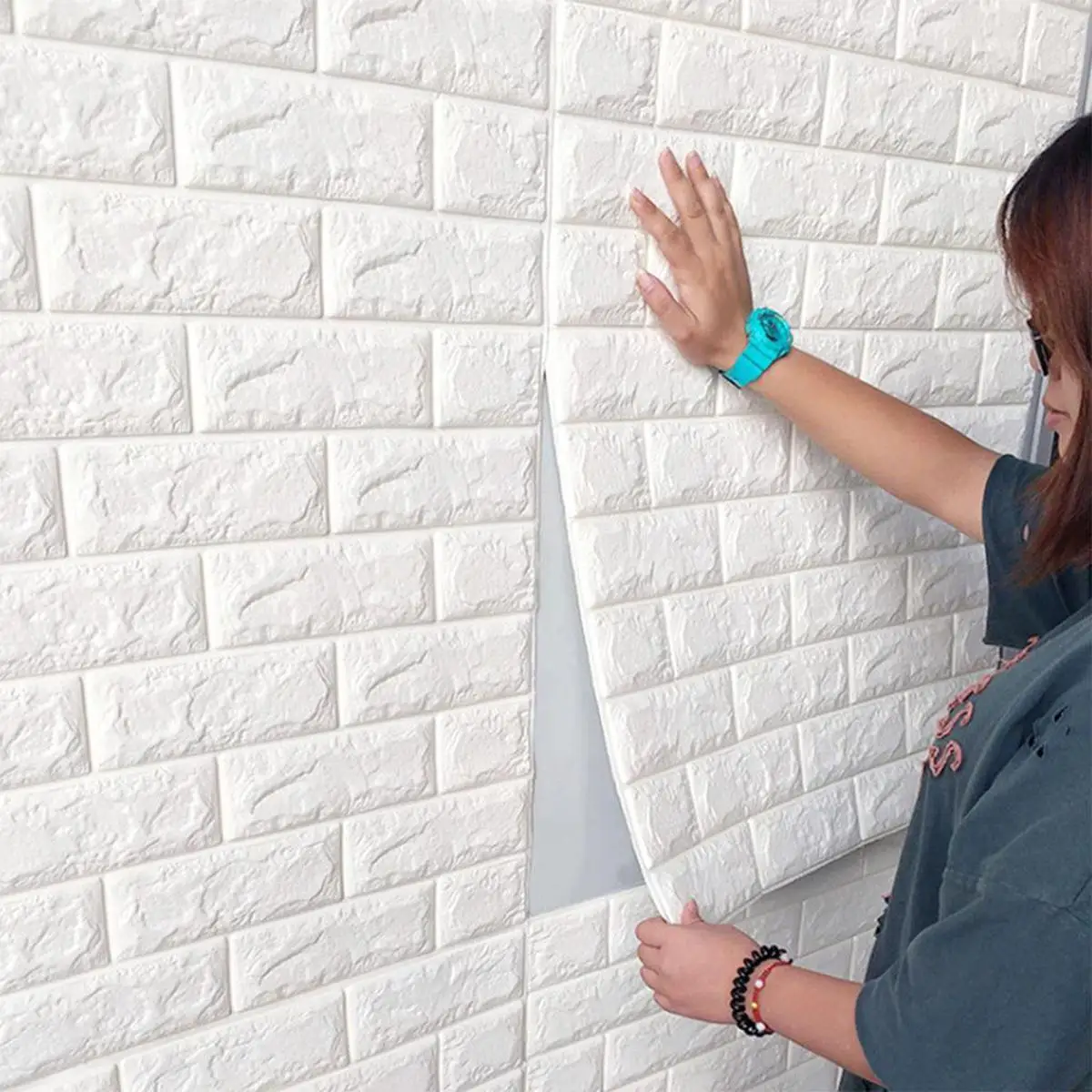 3D Brick Wall Sticks Self-adhesive Wallpaper Waterproof Sticker For Kitchen Bedroom DIY Home Decoration Foam Art Wall Decals