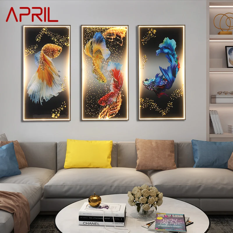 APRIL Wall Lamps Modern Creative Three Pieces Suit Sconces Lighting Fish LED For Home Decoration