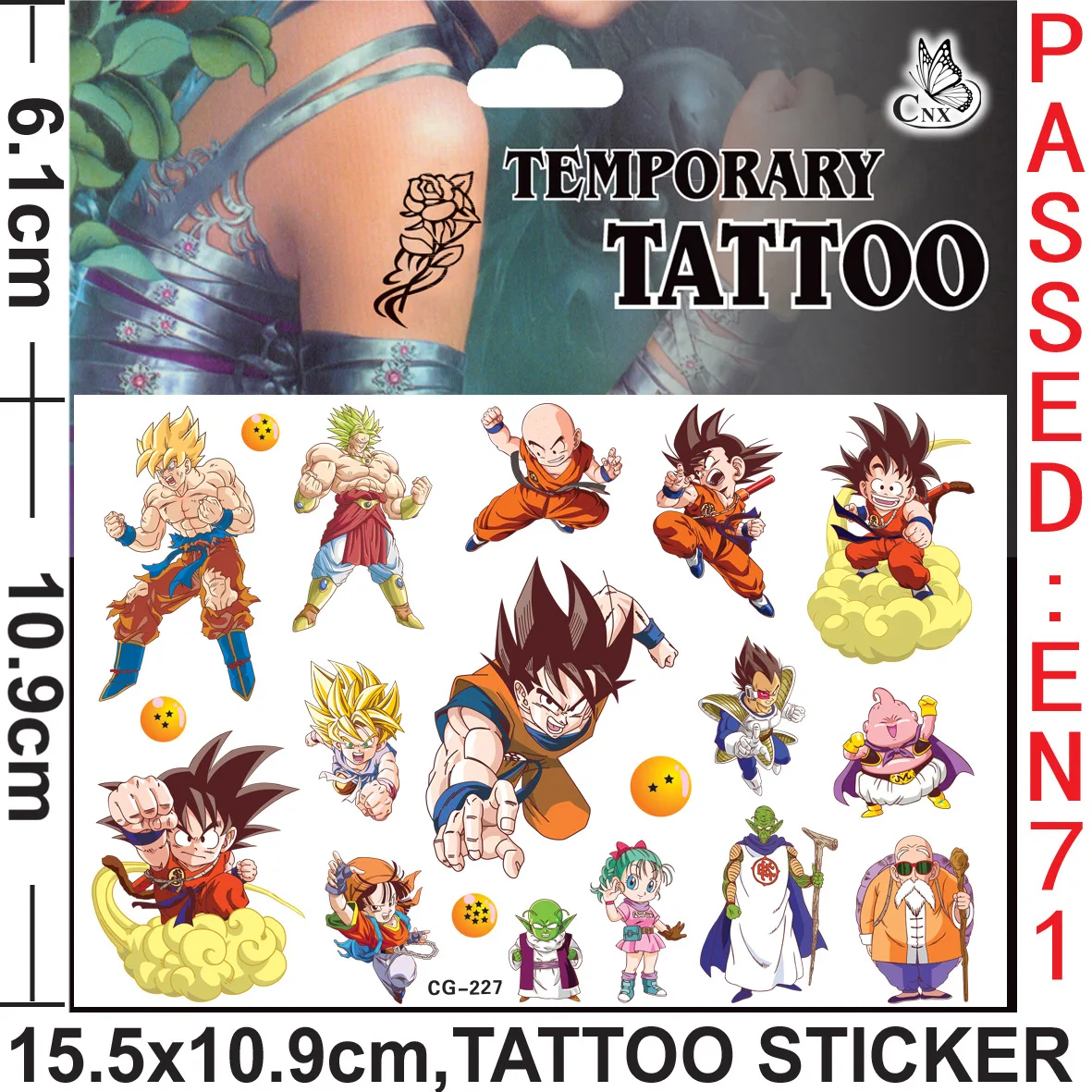 Cartoon Dragon Ball Tattoo Stickers Temporary Tattoos for Kids Birthday Party Supplies Favors Cute Tattoos Stickers Decoration