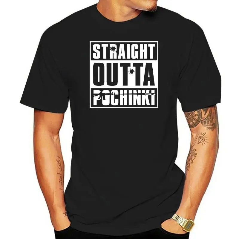 Straight Outta Pochinki T-Shirt,Buttle Grounds Games 2022 Fashion Fashion Men Printed T Shirts Custom Shirt Design