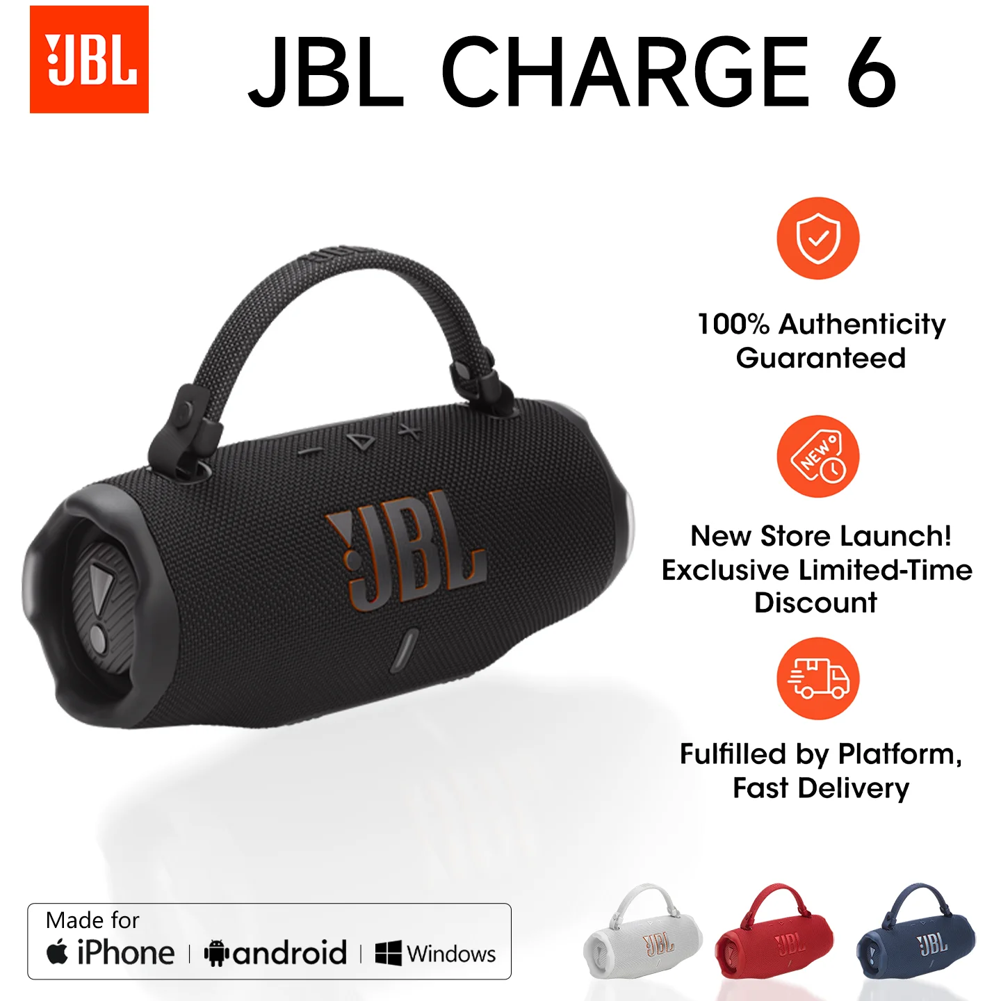 Jbl Speaker Charge 5 - ลำโพงบลูทูธพกพา JBL Charge 6 กำลังขับ 40