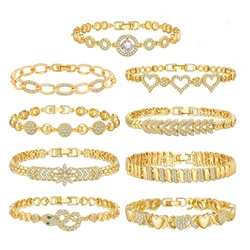 Elegant Pave Link Women's Chain Bracelets Cubic Zirconia Inlay Statement Jewelry