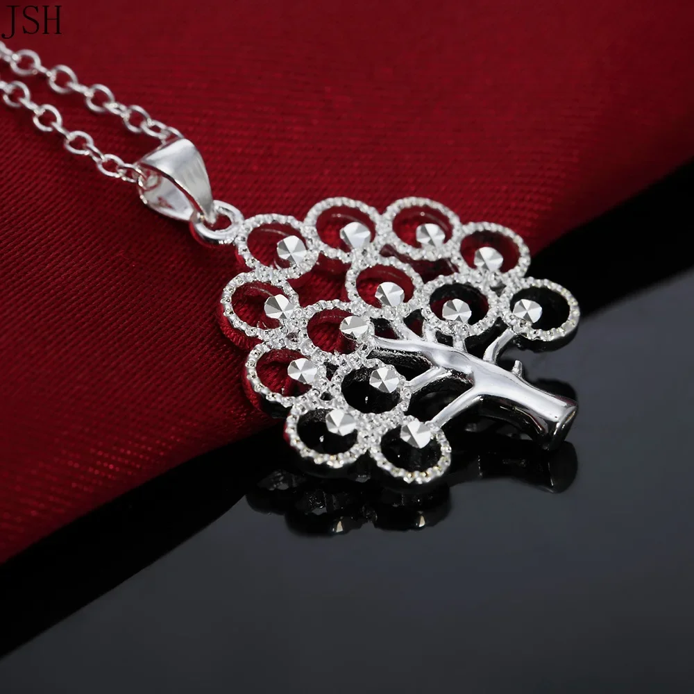 

Wholesale Charms Wedding 925 Sterling Silver Necklace Cute Lady Women TREE Life Jewelry Fashion Gift 45CM