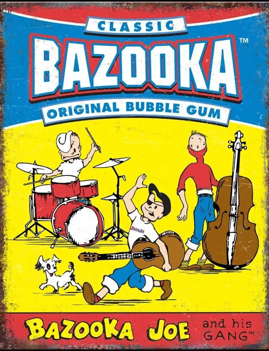 Bazooka Joe Band Retro Comic Logo Bubble Gum Home Wall Décor Metal Tin Sign - 2814