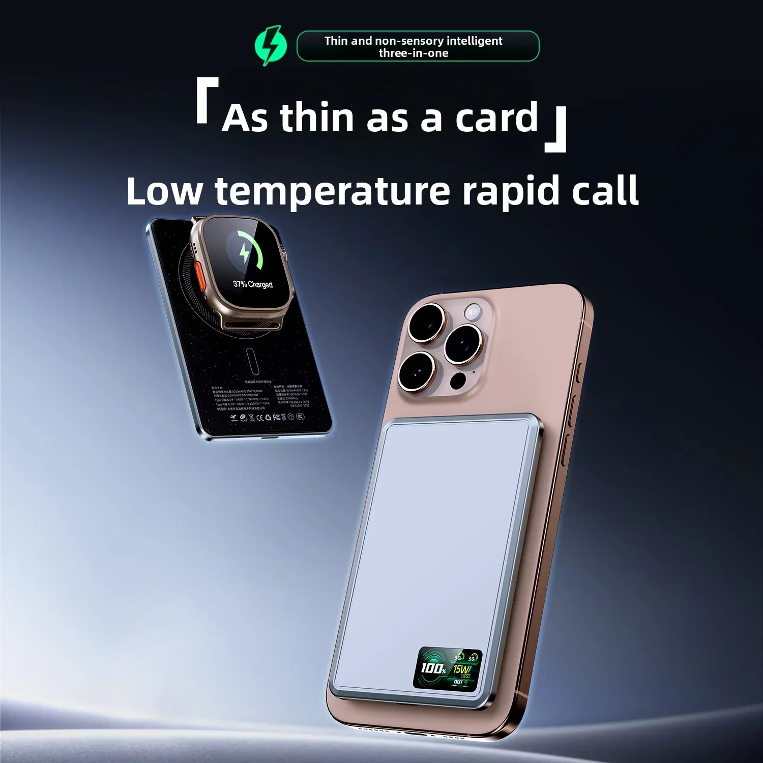 3C CCC 5000mAh بنك الطاقة المغناطيسي 10000mAh 15W شاحن لاسلكي سريع بطارية احتياطية خارجية محمولة آيفون 16، 15، 14
