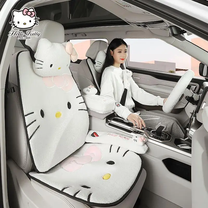 Car Decoration Kawaii Hellokitty Car Headrest Pillow Car Lumbar Pillow Cartoon Car Gap Strip Safety Belt Shoulder Pads Paper Box