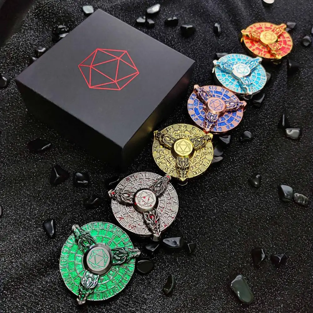 7-in-1 Metal Dice Vintage Dragon Metal Dice Fidget Spinner Rpg Board Game Prop with Compass Heavy Duty Zinc Alloy Gyro Unique