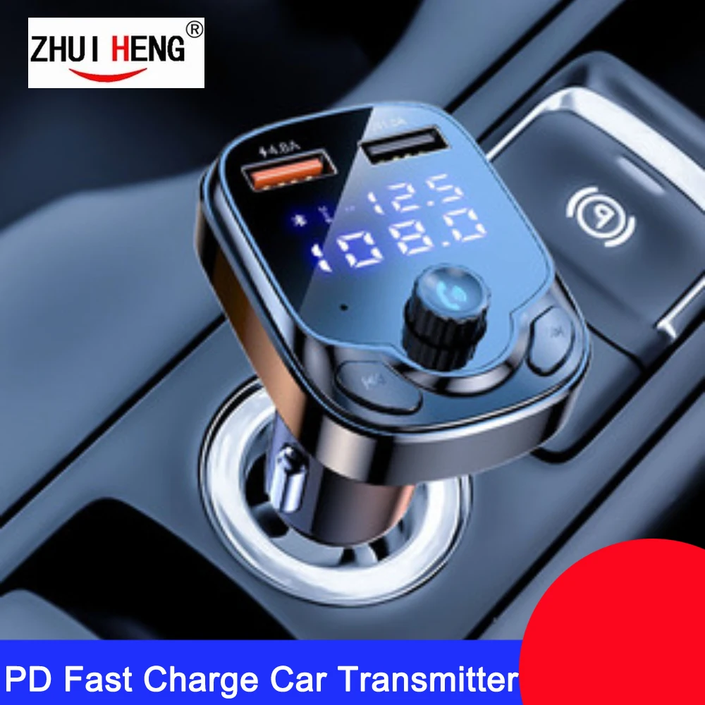 

Bluetooth Car FM Transmitter Bluetooth Hands Free Mp3 True 4.8A Dual USB Port PD Charging USB Super Quick Charge Adapter for Car