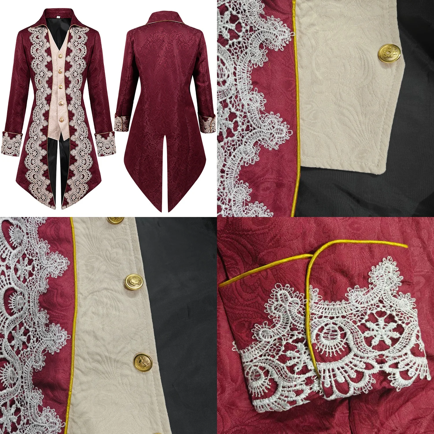 زي عتيق لعيد الميلاد في العصور الوسطى، زي فيكتوري، زي الهالوين، معطف جاكار عصر النهضة #2