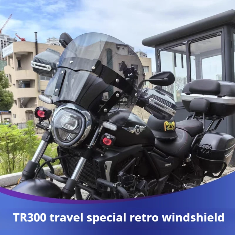 For Haojue TR300 Travel Version Modified Indian Style Front Windshield Glass Windshield Accessories