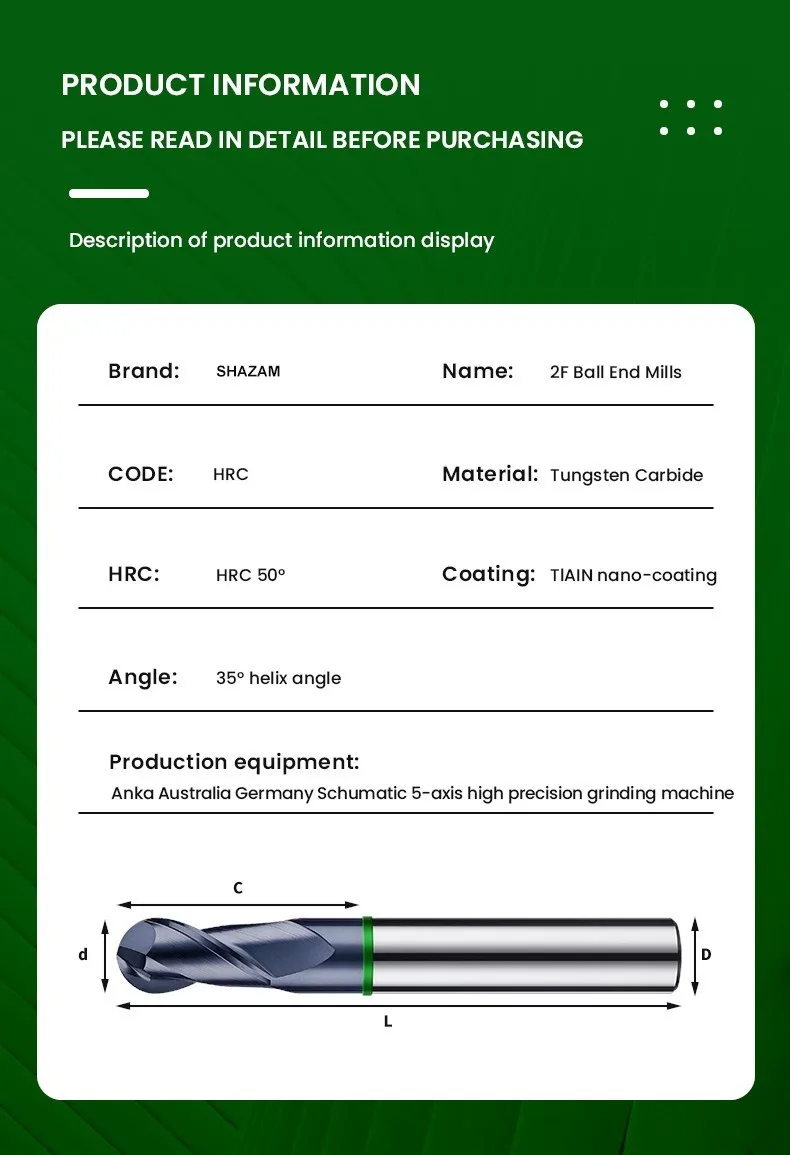 Fräsen Cutter Hrc50 Ball Nase Legierung Wolfram Stahl Werkzeuge Cnc Bearbeitungs FLASH-SHAZAM Großhandel Top Maschine Schneider Für Stahl Holzbearbeitung – Detail 16