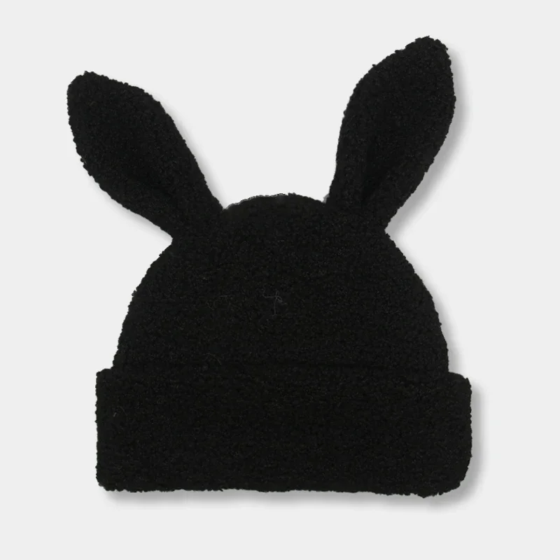 女性のためのウサギの耳が付いた帽子,ウサギの耳が付いた帽子,黒,ぬいぐるみ,室内装飾品,新しい2022
