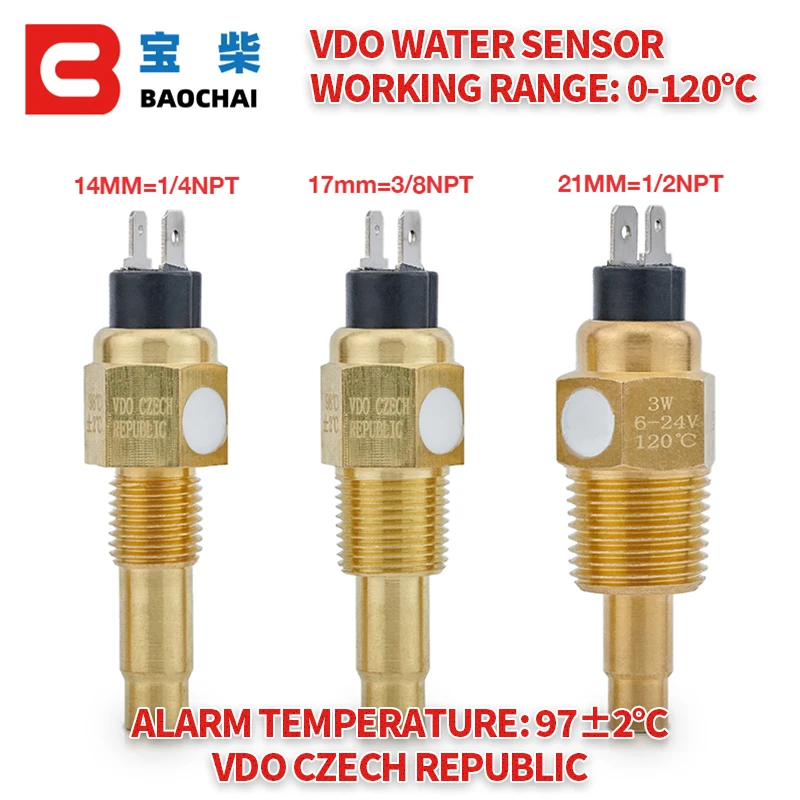 VDO 1/2 NPT 21mm Thread Diesel Engine Oil Temperature Sensor Water Temperature Sensor for Generator Set