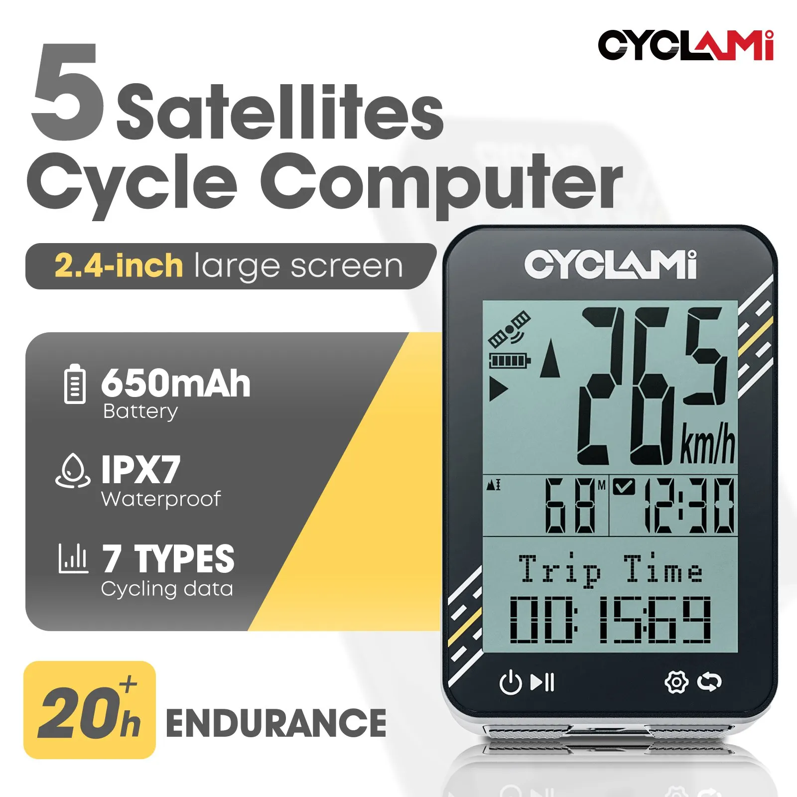 

CYCLAMI BKV-310 2.4 Inch Digital GPS Bicycle Computer IPX7 Waterproof ANT+ Bike Stopwatch 9 Languages Speedometer Wireless
