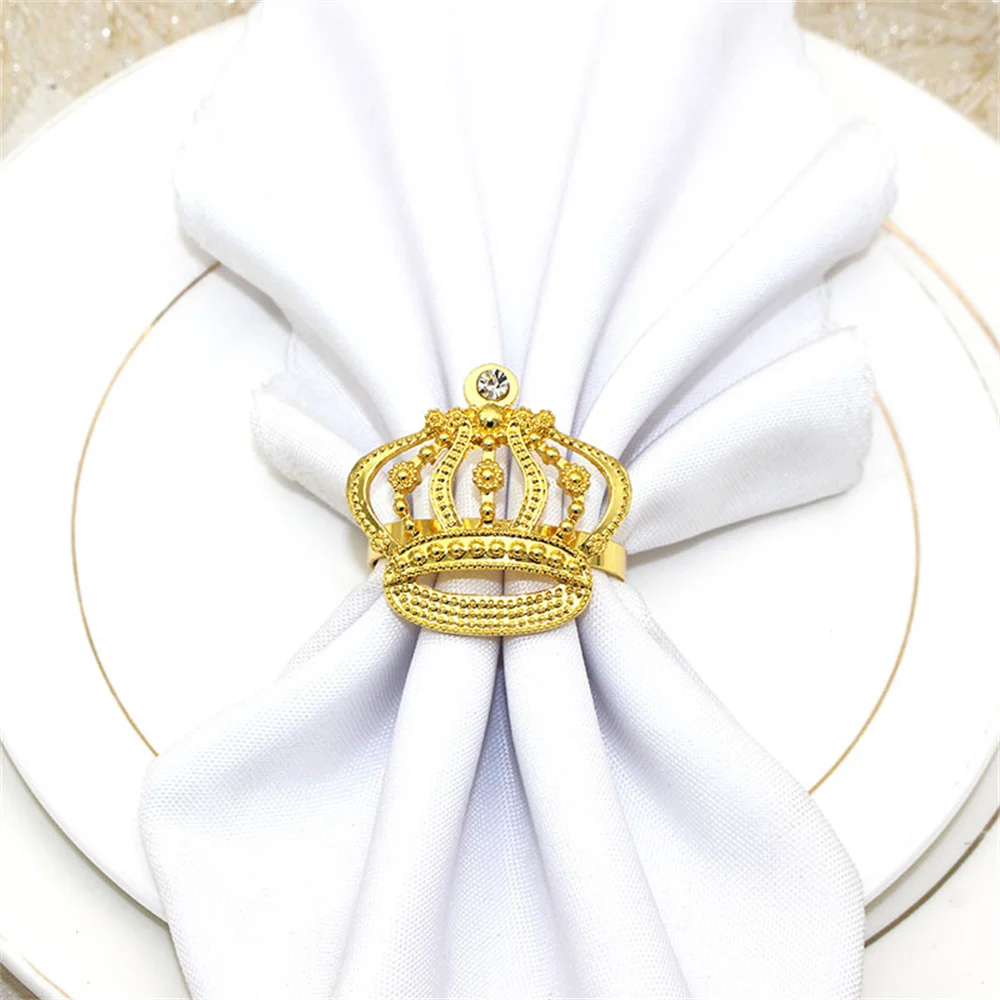 6Pcs Crown Napkin Rings Gold Napkin Holders for Christmas Wedding Valentines Day Thanksgiving Dinner Party Table Decor ERD169