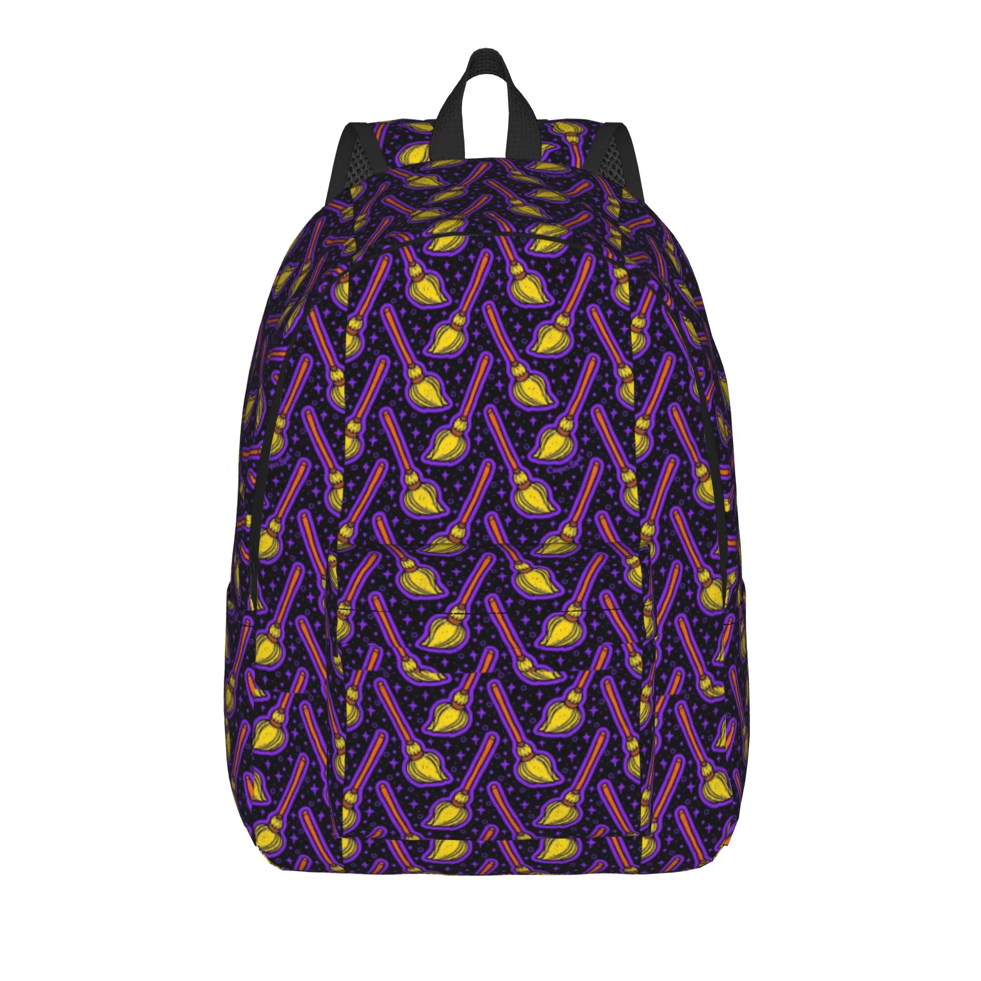 Abstract Wavy Purple Line Texture Backpack  Teen Polyester Trekking Backpacks Breathable Pretty High School Bags Rucksack