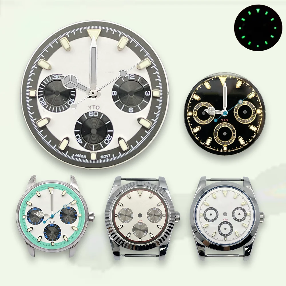 Watch modification 29.5mm S Dial DTN Panda Dial Fit VK63 Movement Green Luminous Dial Watch Modification Accessories tool
